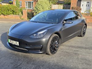 SATIN BLACK WRAPPED 2021 ’21’ reg Tesla Model 3 Performance (Upgrade)