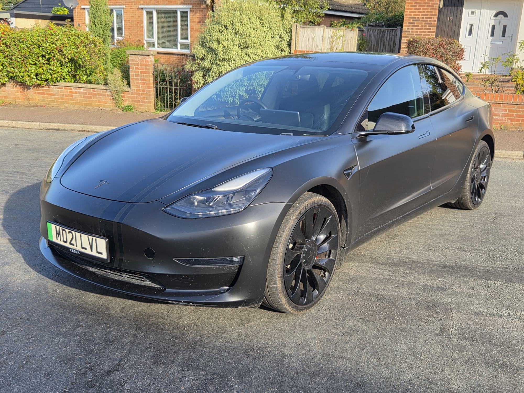 SATIN BLACK WRAPPED 2021 ’21’ reg Tesla Model 3 Performance (Upgrade)